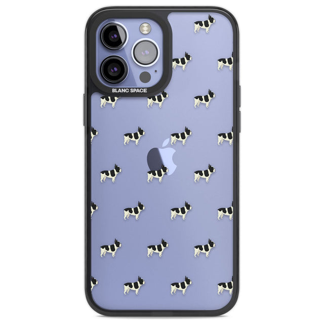 French Bulldog Dog Pattern Clear Phone Case iPhone 13 Pro Max / Black Impact Case,iPhone 14 Pro Max / Black Impact Case Blanc Space