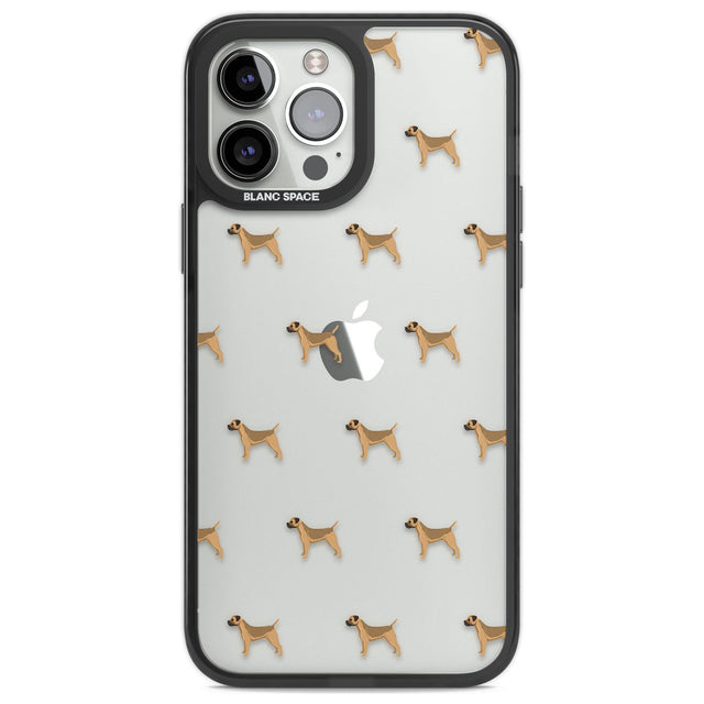 Border Terrier Dog Pattern Clear Phone Case iPhone 13 Pro Max / Black Impact Case,iPhone 14 Pro Max / Black Impact Case Blanc Space