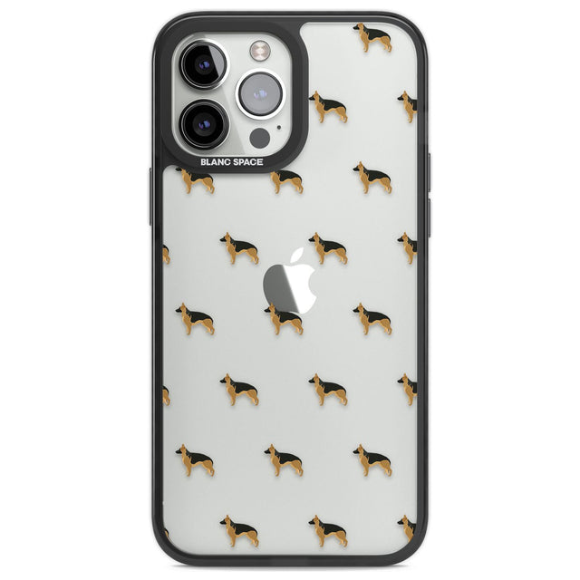 German Sherpard Dog Pattern Clear Phone Case iPhone 13 Pro Max / Black Impact Case,iPhone 14 Pro Max / Black Impact Case Blanc Space