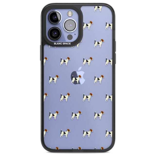 Jack Russell Terrier Dog Pattern Clear Phone Case iPhone 13 Pro Max / Black Impact Case,iPhone 14 Pro Max / Black Impact Case Blanc Space