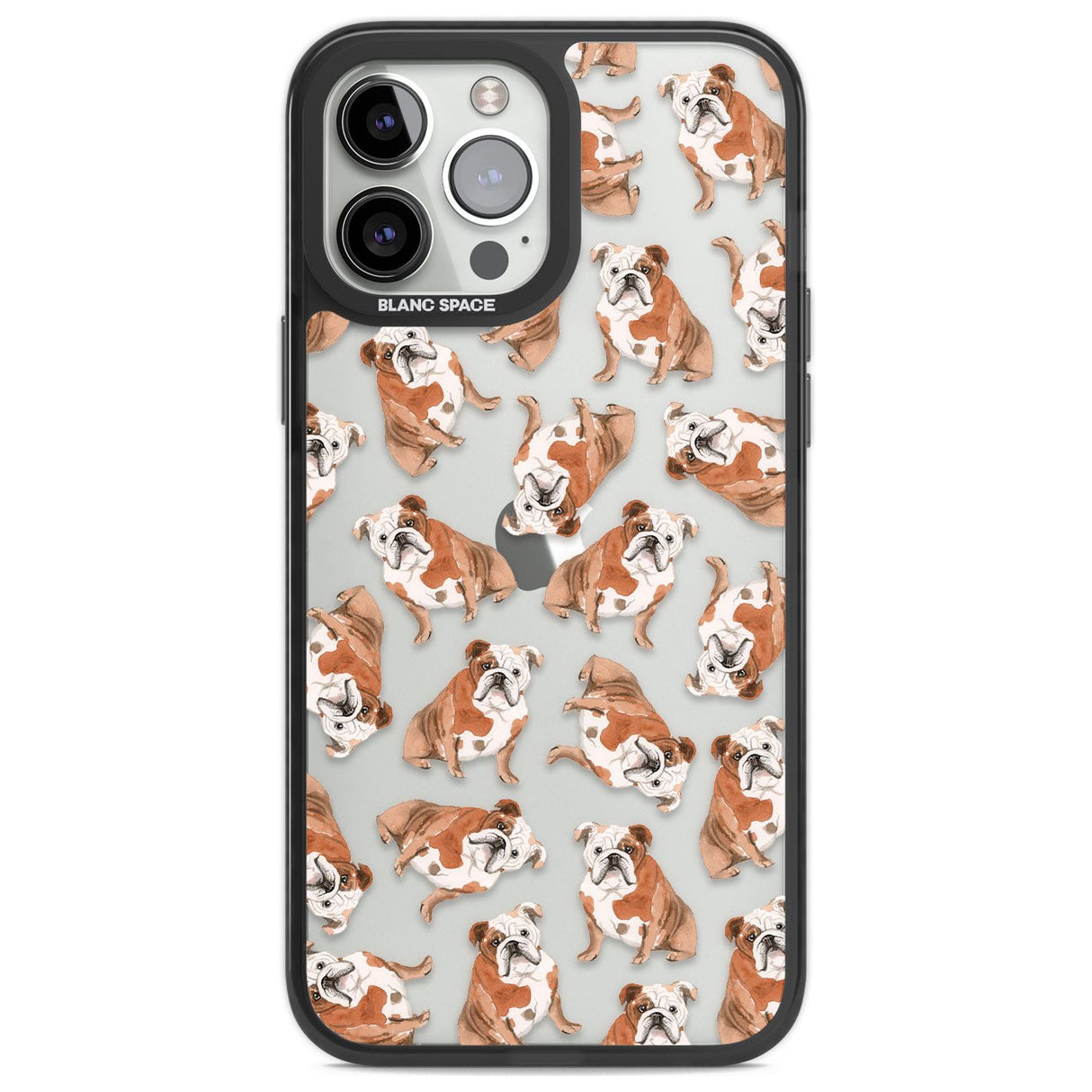 English Bulldog Watercolour Dog Pattern Phone Case iPhone 14 Pro Max / Black Impact Case,iPhone 13 Pro Max / Black Impact Case Blanc Space
