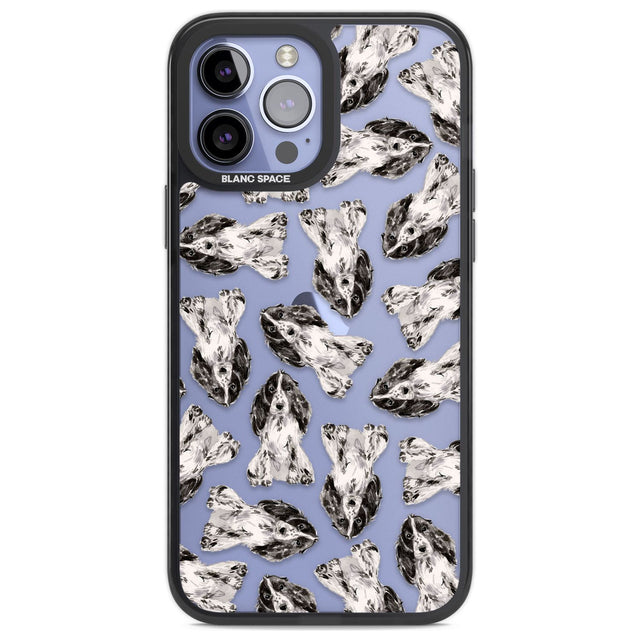 Cocker Spaniel (Black) Watercolour Dog Pattern Phone Case iPhone 13 Pro Max / Black Impact Case,iPhone 14 Pro Max / Black Impact Case Blanc Space