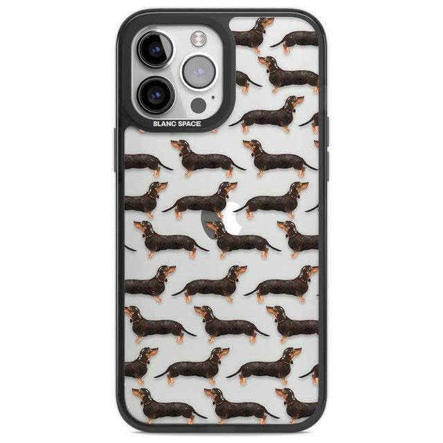 Dachshund (Black & Tan) Watercolour Dog Pattern Phone Case iPhone 13 Pro Max / Black Impact Case,iPhone 14 Pro Max / Black Impact Case Blanc Space