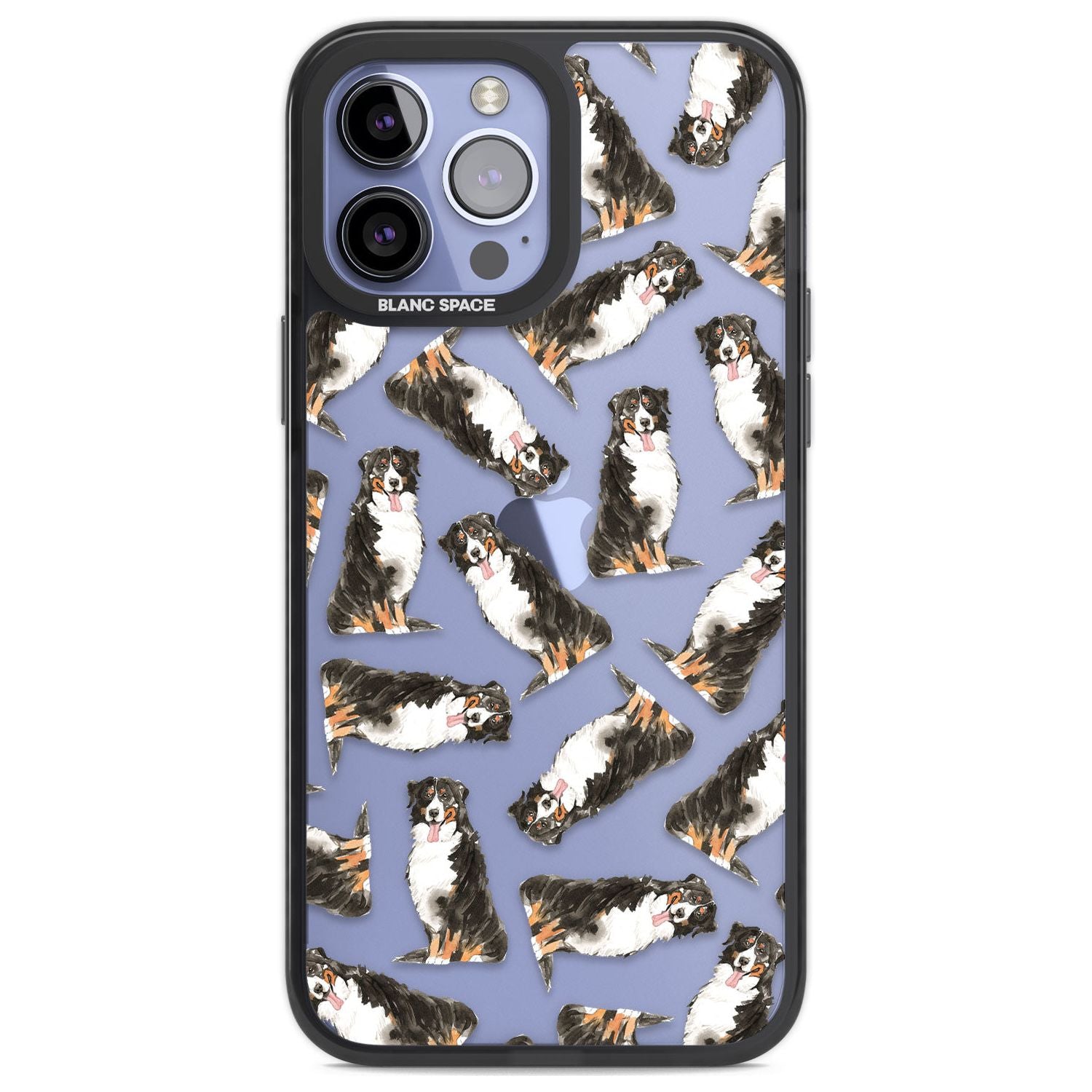 Bernese Mountain Dog Watercolour Dog Pattern Phone Case iPhone 13 Pro Max / Black Impact Case,iPhone 14 Pro Max / Black Impact Case Blanc Space