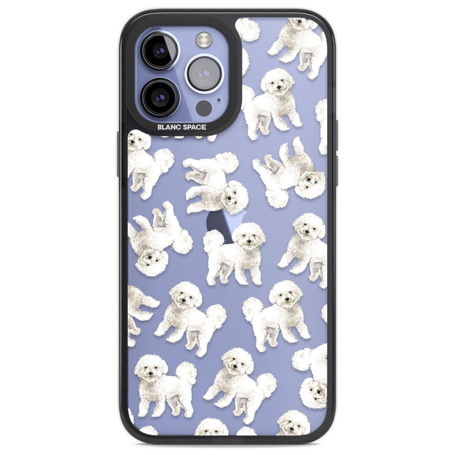 Bichon Frise Watercolour Dog Pattern Phone Case iPhone 13 Pro Max / Black Impact Case,iPhone 14 Pro Max / Black Impact Case Blanc Space