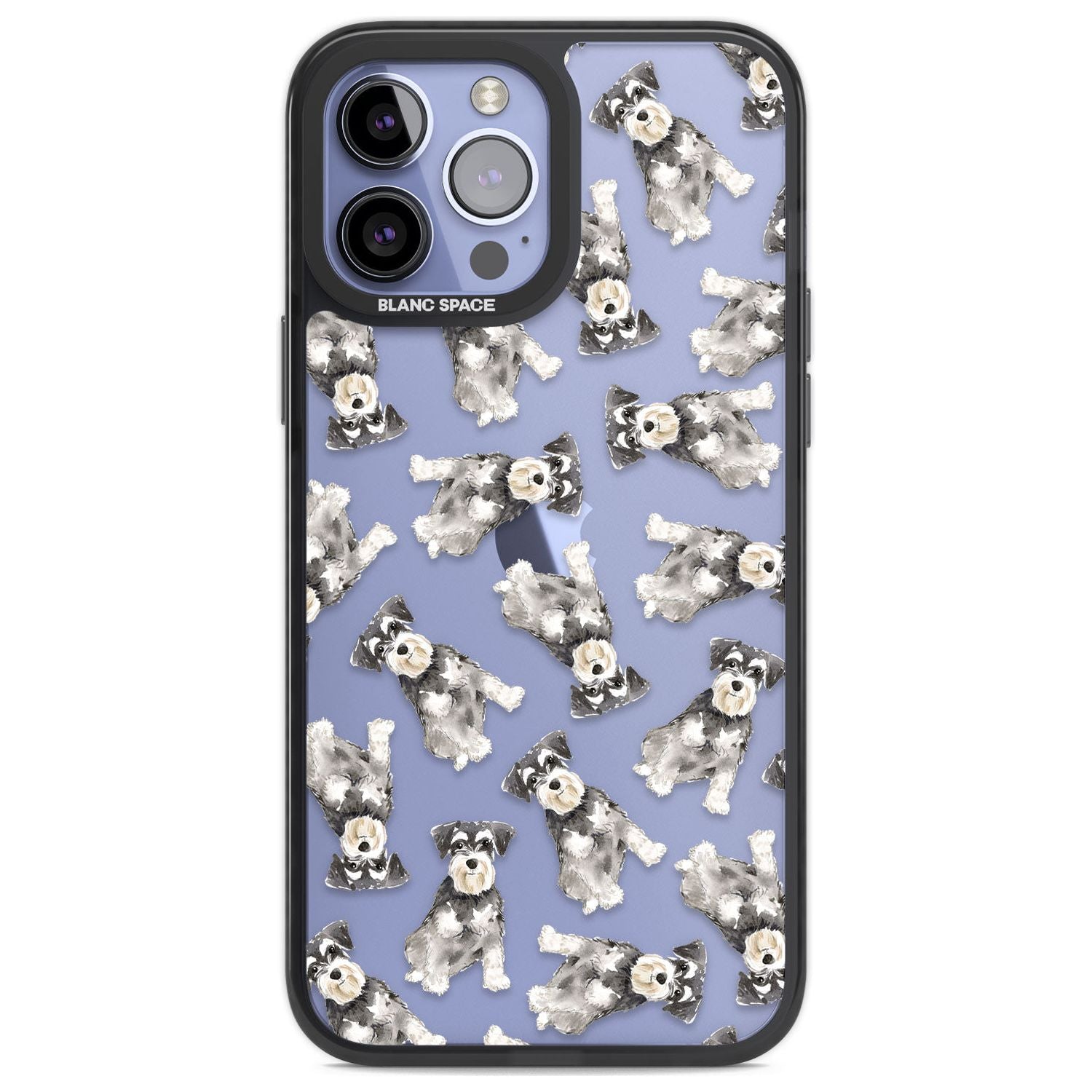 Miniature Schnauzer Watercolour Dog Pattern Phone Case iPhone 13 Pro Max / Black Impact Case,iPhone 14 Pro Max / Black Impact Case Blanc Space
