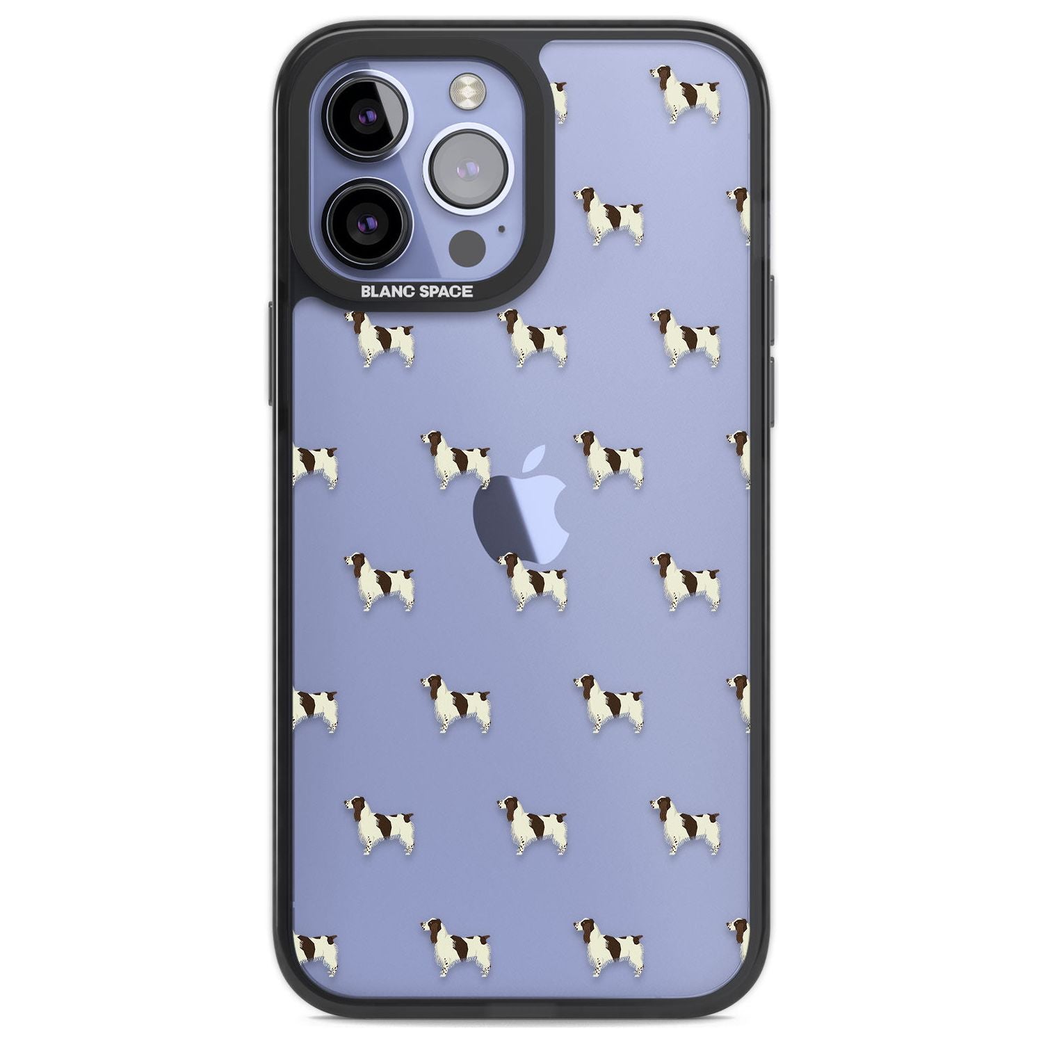 English Springer Spaniel Dog Pattern Clear Phone Case iPhone 13 Pro Max / Black Impact Case,iPhone 14 Pro Max / Black Impact Case Blanc Space