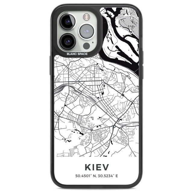Map of Kiev, Ukraine Phone Case iPhone 13 Pro Max / Black Impact Case,iPhone 14 Pro Max / Black Impact Case Blanc Space