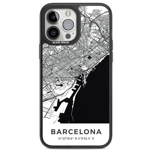 Map of Barcelona, Spain Phone Case iPhone 14 Pro Max / Black Impact Case,iPhone 13 Pro Max / Black Impact Case Blanc Space