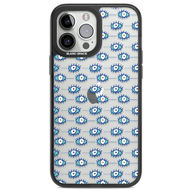 Crazy Eyes (Clear) Psychedelic Eyes Pattern Phone Case iPhone 13 Pro Max / Black Impact Case,iPhone 14 Pro Max / Black Impact Case Blanc Space