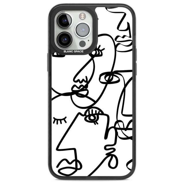 Abstract Continuous Line Faces Black on White Phone Case iPhone 13 Pro Max / Black Impact Case,iPhone 14 Pro Max / Black Impact Case Blanc Space