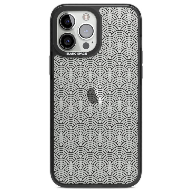 Abstract Lines: Scalloped Pattern Phone Case iPhone 13 Pro Max / Black Impact Case,iPhone 14 Pro Max / Black Impact Case Blanc Space
