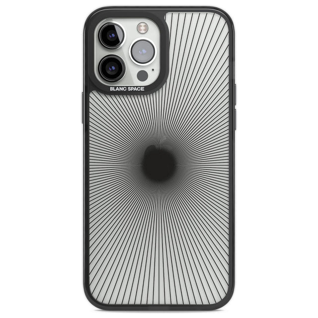 Abstract Lines: Sunburst Phone Case iPhone 13 Pro Max / Black Impact Case,iPhone 14 Pro Max / Black Impact Case Blanc Space