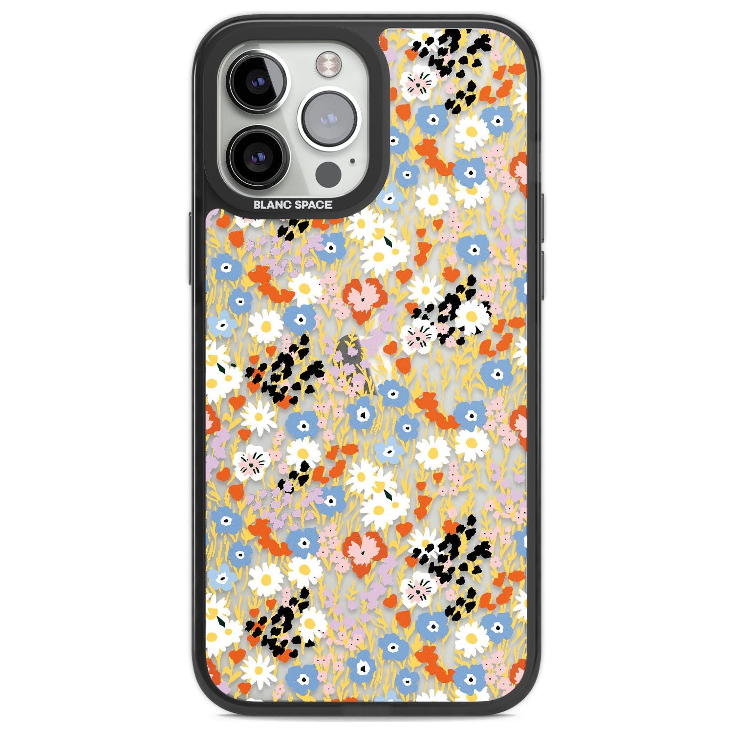 Busy Floral Mix: Transparent Phone Case iPhone 13 Pro Max / Black Impact Case,iPhone 14 Pro Max / Black Impact Case Blanc Space