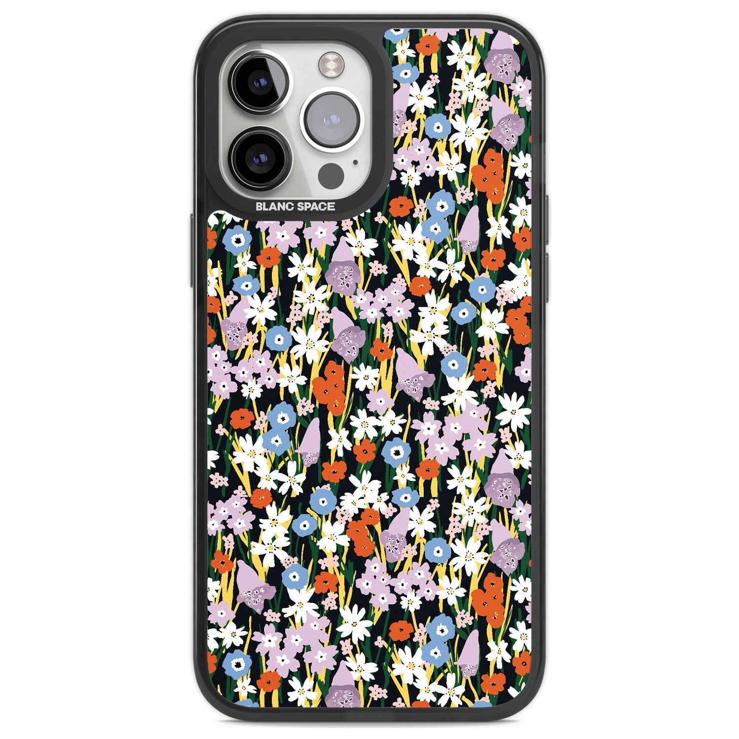Energetic Floral Mix: Solid Phone Case iPhone 13 Pro Max / Black Impact Case,iPhone 14 Pro Max / Black Impact Case Blanc Space