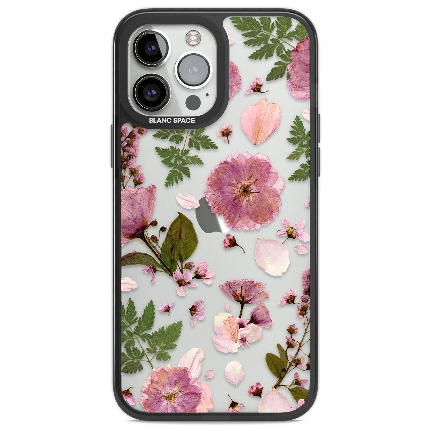 Natural Arrangement of Flowers & Leaves Design Phone Case iPhone 13 Pro Max / Black Impact Case,iPhone 14 Pro Max / Black Impact Case Blanc Space