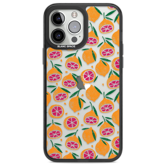 Blood Orange Fruit Pattern Transparent Phone Case iPhone 14 Pro Max / Black Impact Case,iPhone 13 Pro Max / Black Impact Case Blanc Space
