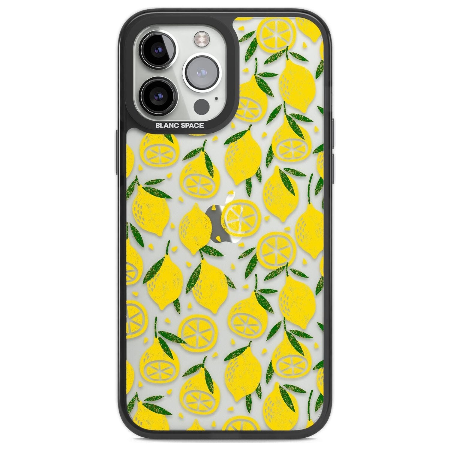 Bright Lemon Fruity Pattern Phone Case iPhone 13 Pro Max / Black Impact Case,iPhone 14 Pro Max / Black Impact Case Blanc Space