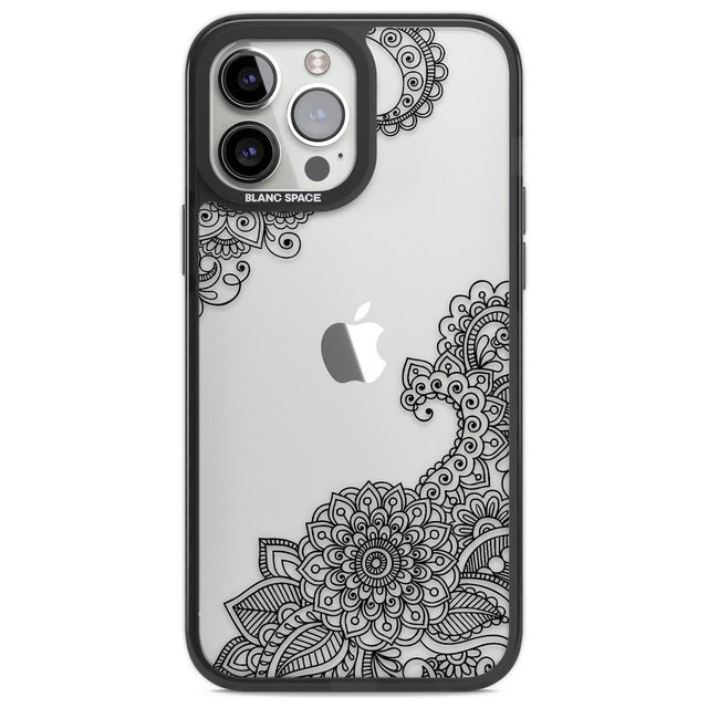 Black Henna Botanicals Phone Case iPhone 13 Pro Max / Black Impact Case,iPhone 14 Pro Max / Black Impact Case Blanc Space