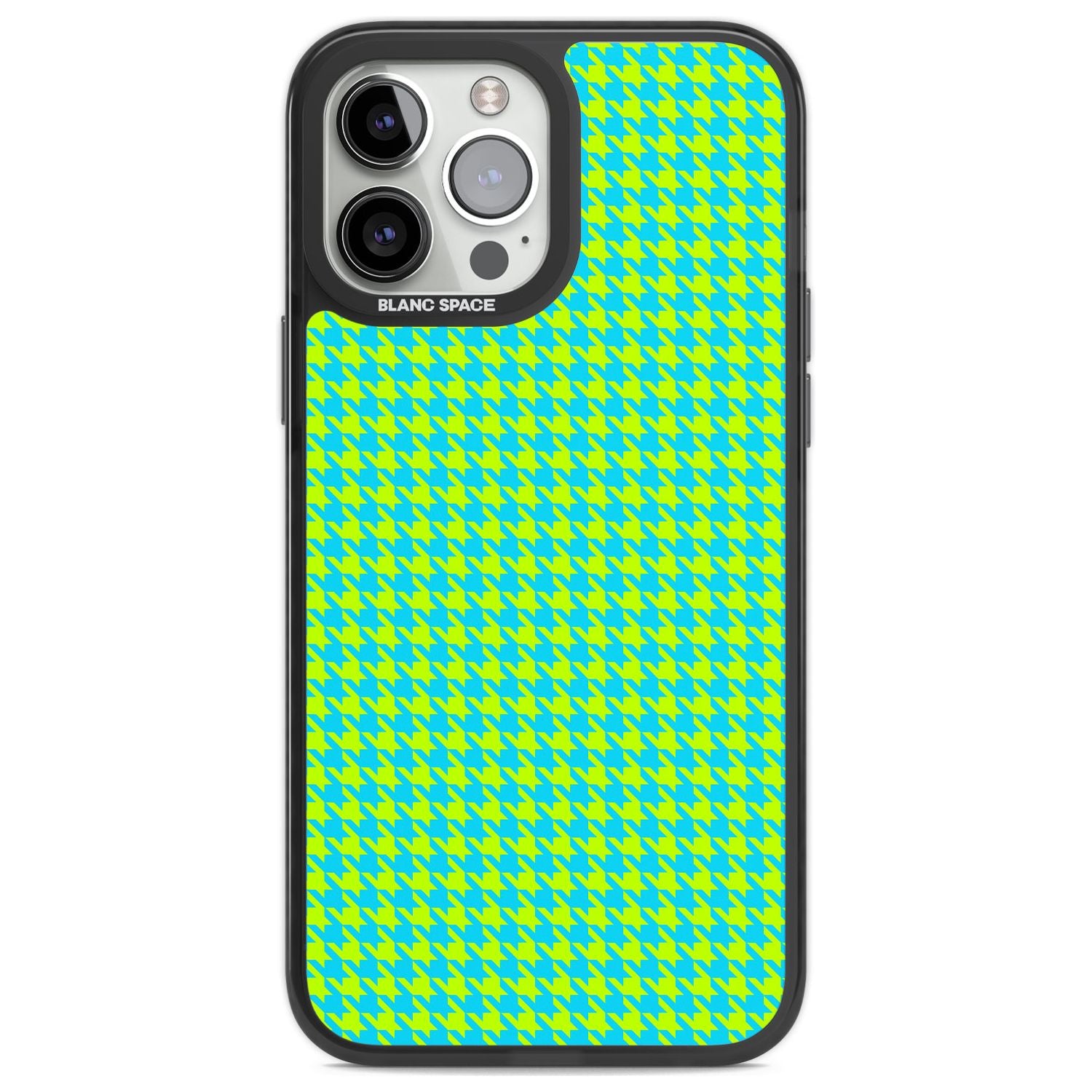 Neon Lime & Turquoise Houndstooth Pattern Phone Case iPhone 13 Pro Max / Black Impact Case,iPhone 14 Pro Max / Black Impact Case Blanc Space