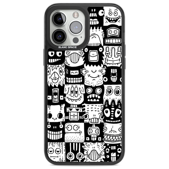 Checkerboard Heads Phone Case iPhone 13 Pro Max / Black Impact Case,iPhone 14 Pro Max / Black Impact Case Blanc Space