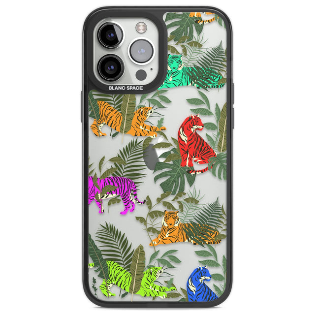 Colourful Tiger Jungle Cat Pattern Phone Case iPhone 13 Pro Max / Black Impact Case,iPhone 14 Pro Max / Black Impact Case Blanc Space