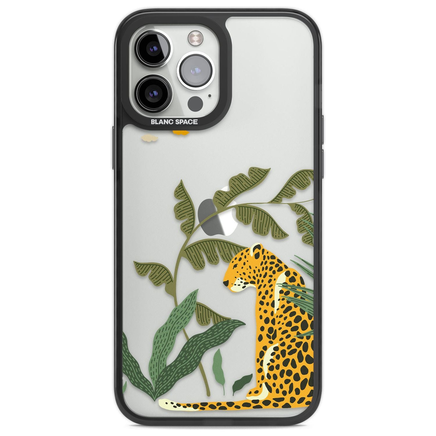 Large Jaguar Clear Jungle Cat Pattern Phone Case iPhone 13 Pro Max / Black Impact Case,iPhone 14 Pro Max / Black Impact Case Blanc Space