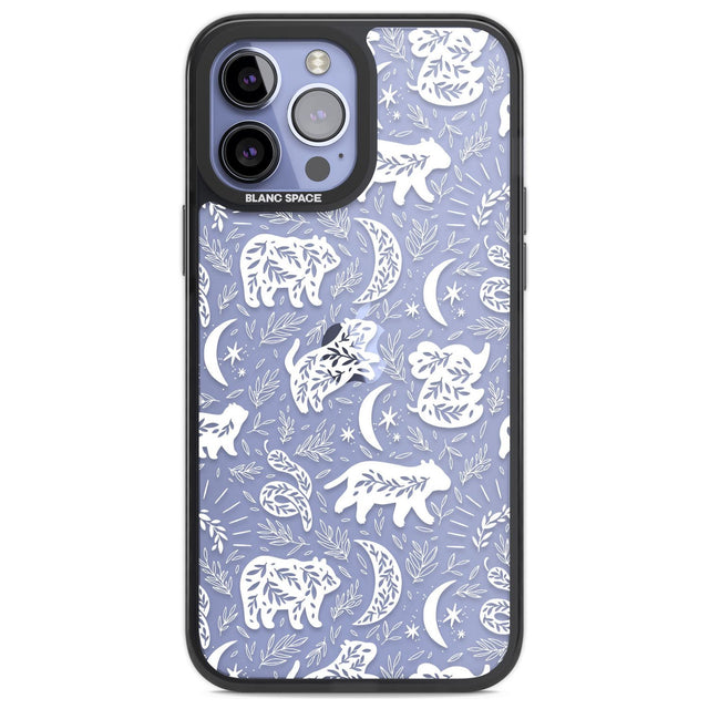 Forest Animal Silhouettes: White/Clear Phone Case iPhone 14 Pro Max / Black Impact Case,iPhone 13 Pro Max / Black Impact Case Blanc Space