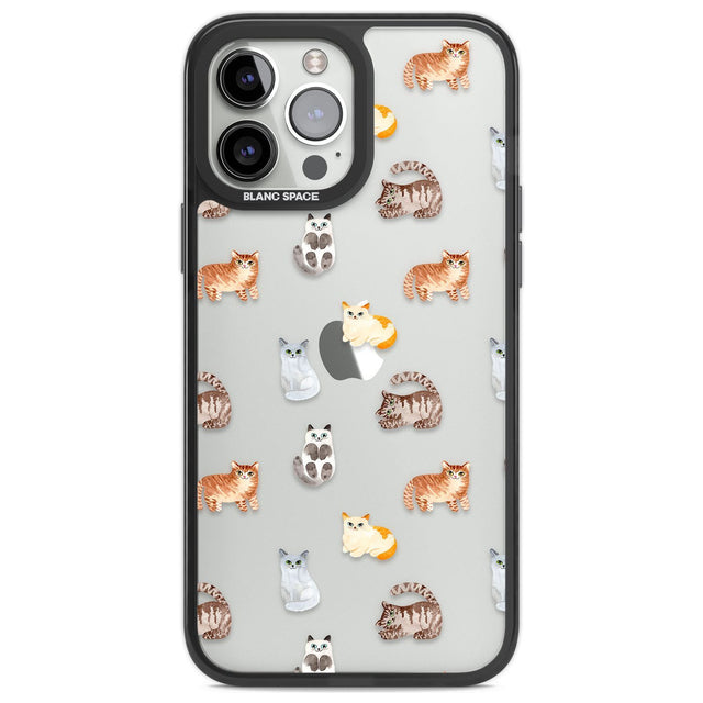 Cute Cat Pattern - Clear Phone Case iPhone 13 Pro Max / Black Impact Case,iPhone 14 Pro Max / Black Impact Case Blanc Space