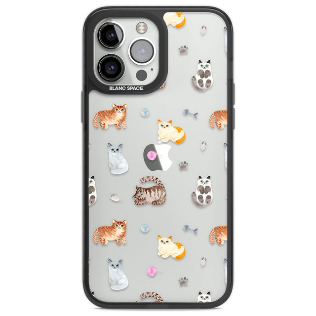 Cats with Toys - Clear Phone Case iPhone 13 Pro Max / Black Impact Case,iPhone 14 Pro Max / Black Impact Case Blanc Space