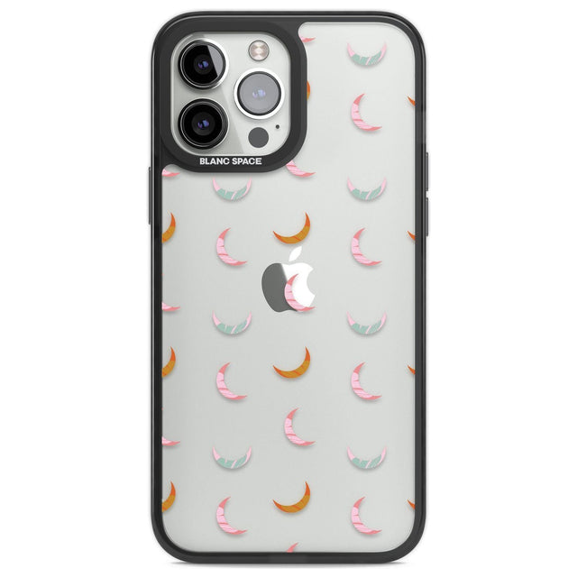 Colourful Crescent Moons Phone Case iPhone 13 Pro Max / Black Impact Case,iPhone 14 Pro Max / Black Impact Case Blanc Space