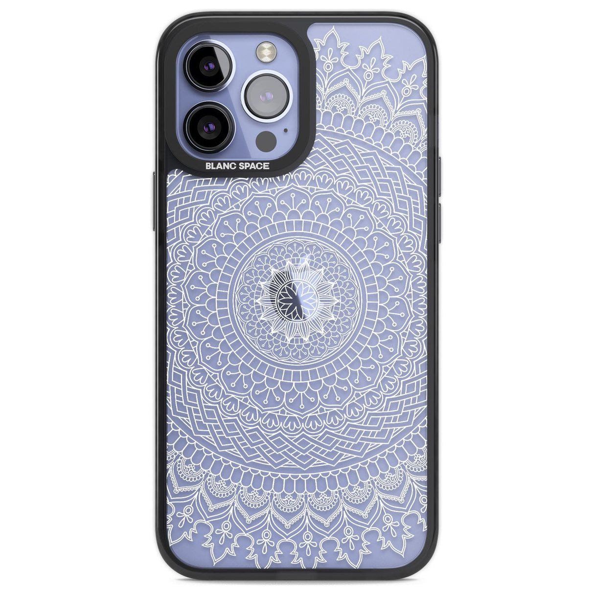 Large White Mandala Design Phone Case iPhone 13 Pro Max / Black Impact Case,iPhone 14 Pro Max / Black Impact Case Blanc Space