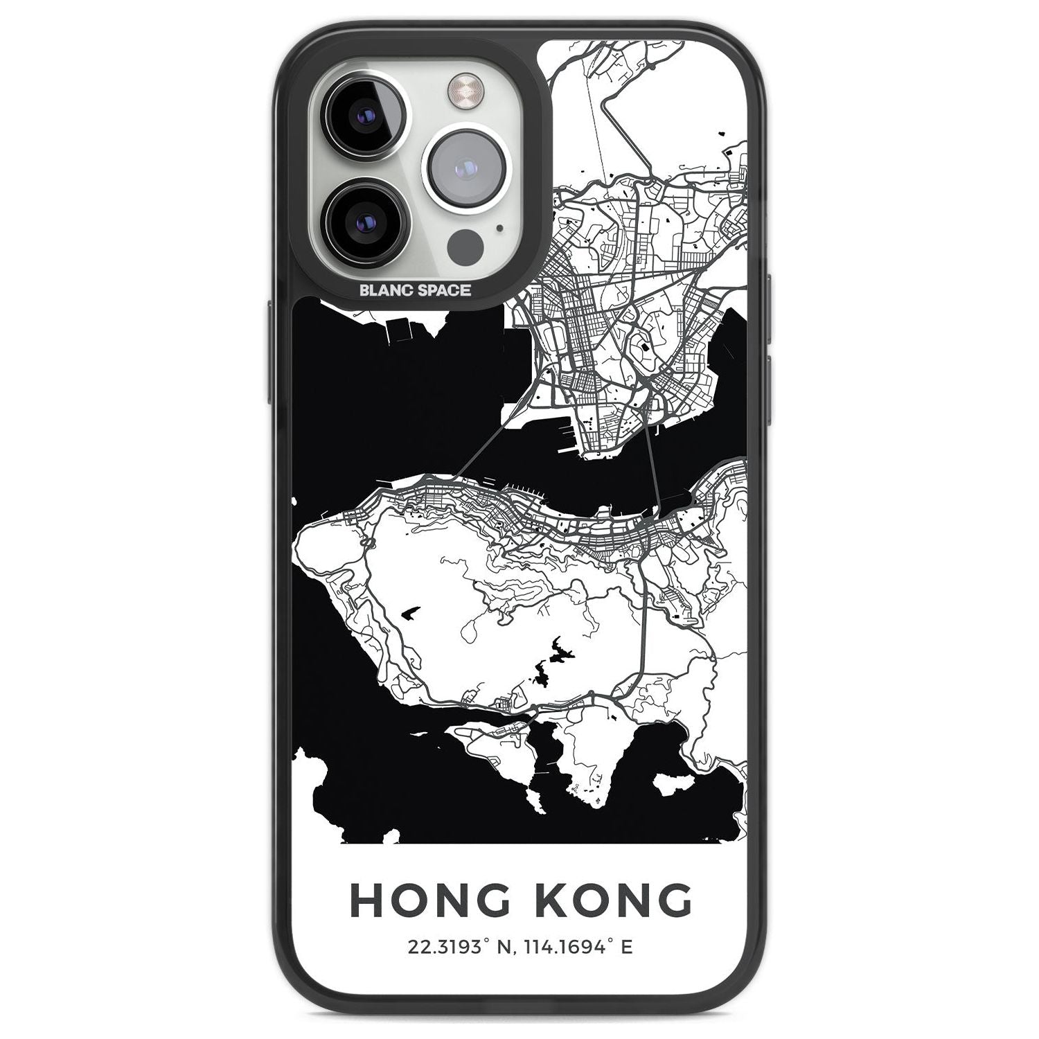 Map of Hong Kong Phone Case iPhone 13 Pro Max / Black Impact Case,iPhone 14 Pro Max / Black Impact Case Blanc Space