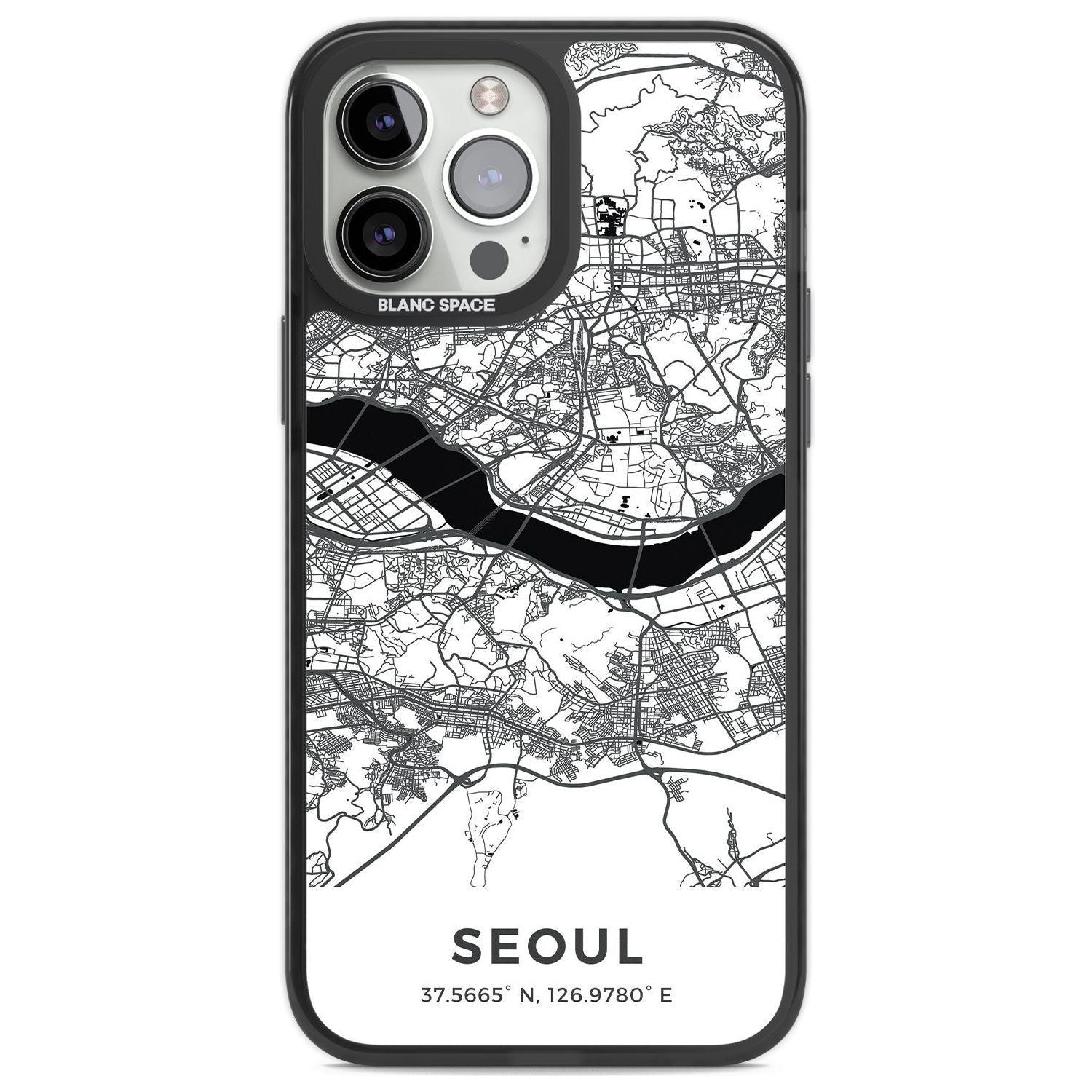 Map of Seoul, South Korea Phone Case iPhone 13 Pro Max / Black Impact Case,iPhone 14 Pro Max / Black Impact Case Blanc Space
