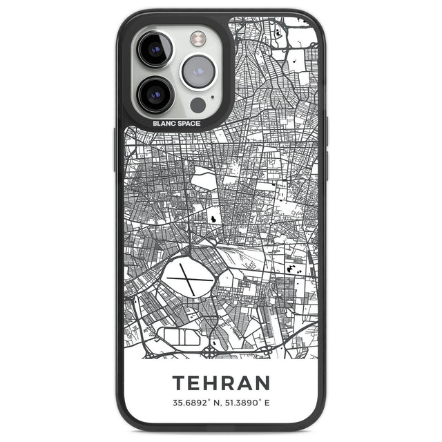Map of Tehran, Iran Phone Case iPhone 14 Pro Max / Black Impact Case,iPhone 13 Pro Max / Black Impact Case Blanc Space