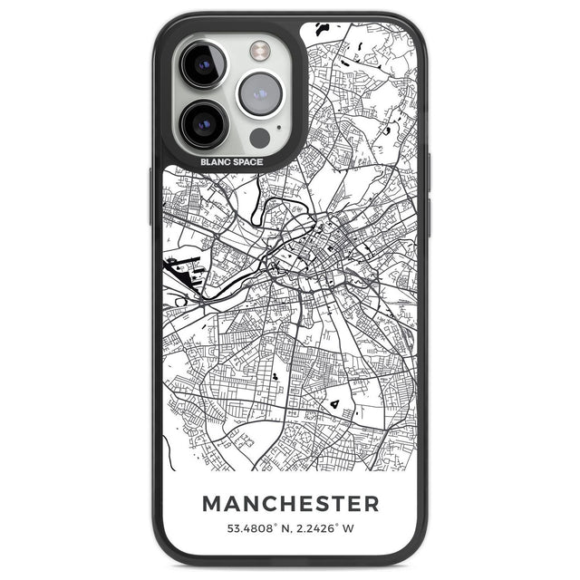 Map of Manchester, England Phone Case iPhone 13 Pro Max / Black Impact Case,iPhone 14 Pro Max / Black Impact Case Blanc Space
