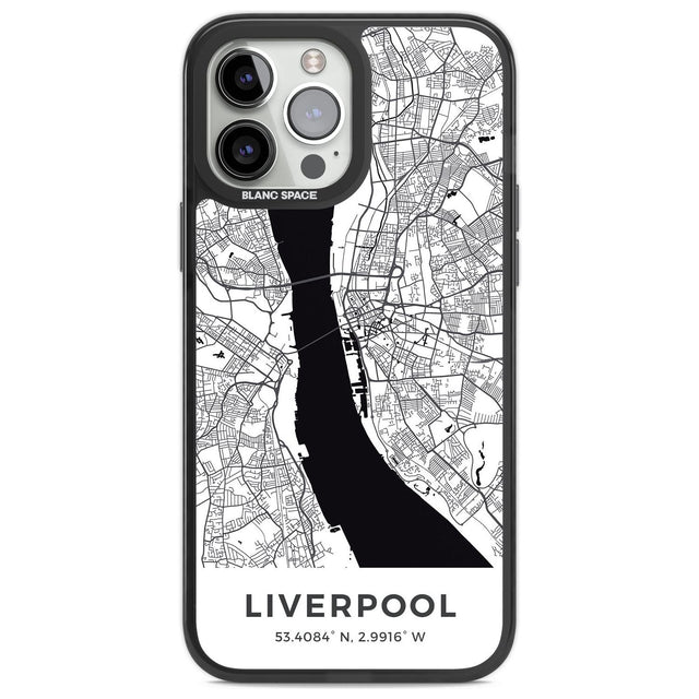 Map of Liverpool, England Phone Case iPhone 13 Pro Max / Black Impact Case,iPhone 14 Pro Max / Black Impact Case Blanc Space