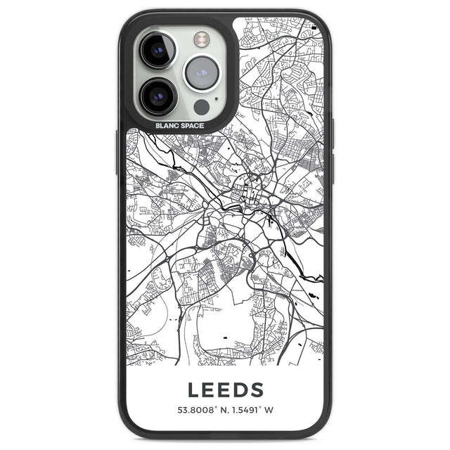 Map of Leeds, England Phone Case iPhone 13 Pro Max / Black Impact Case,iPhone 14 Pro Max / Black Impact Case Blanc Space