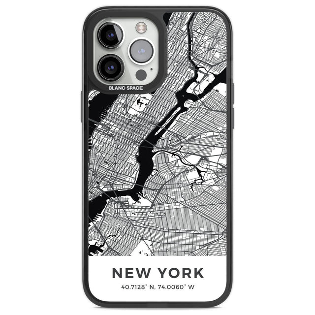Map of New York, New York Phone Case iPhone 13 Pro Max / Black Impact Case,iPhone 14 Pro Max / Black Impact Case Blanc Space