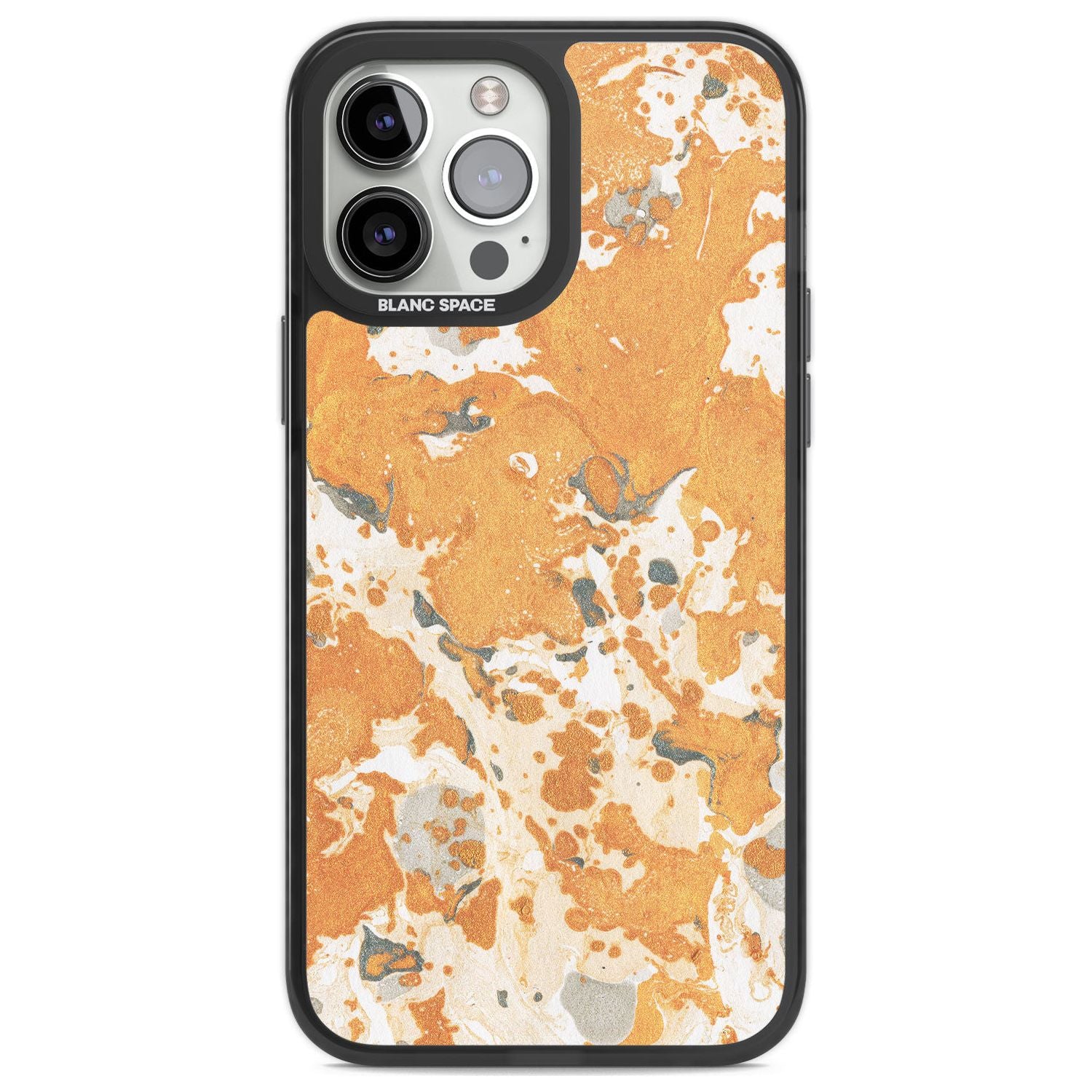 Orange Marbled Paper Pattern Phone Case iPhone 13 Pro Max / Black Impact Case,iPhone 14 Pro Max / Black Impact Case Blanc Space