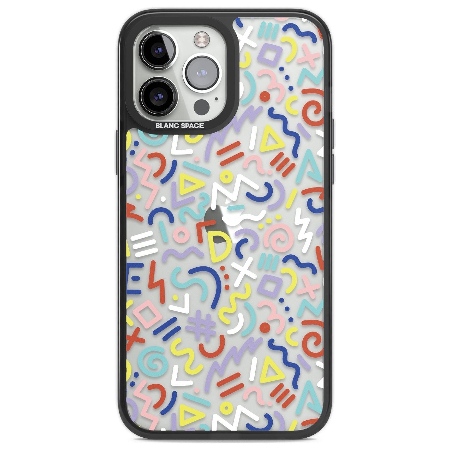 Colourful Mixed Shapes Retro Pattern Design Phone Case iPhone 13 Pro Max / Black Impact Case,iPhone 14 Pro Max / Black Impact Case Blanc Space