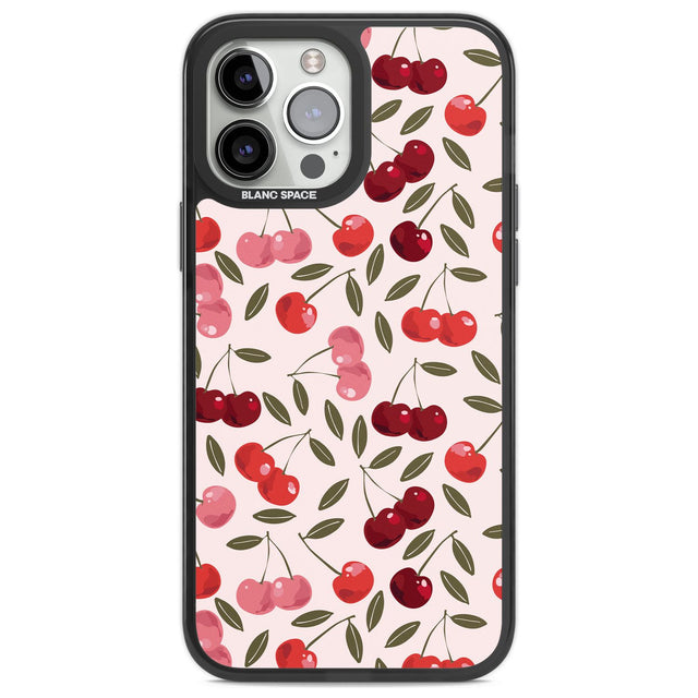 Fruity & Fun Patterns Cherries Phone Case iPhone 14 Pro Max / Black Impact Case,iPhone 13 Pro Max / Black Impact Case Blanc Space