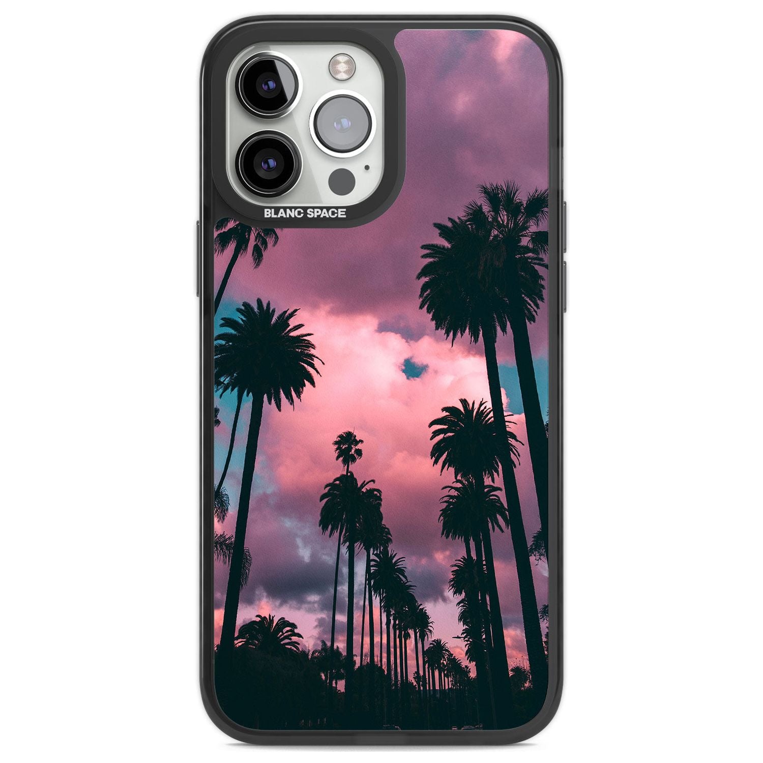 Palm Tree Sunset Photograph Phone Case iPhone 13 Pro Max / Black Impact Case,iPhone 14 Pro Max / Black Impact Case Blanc Space