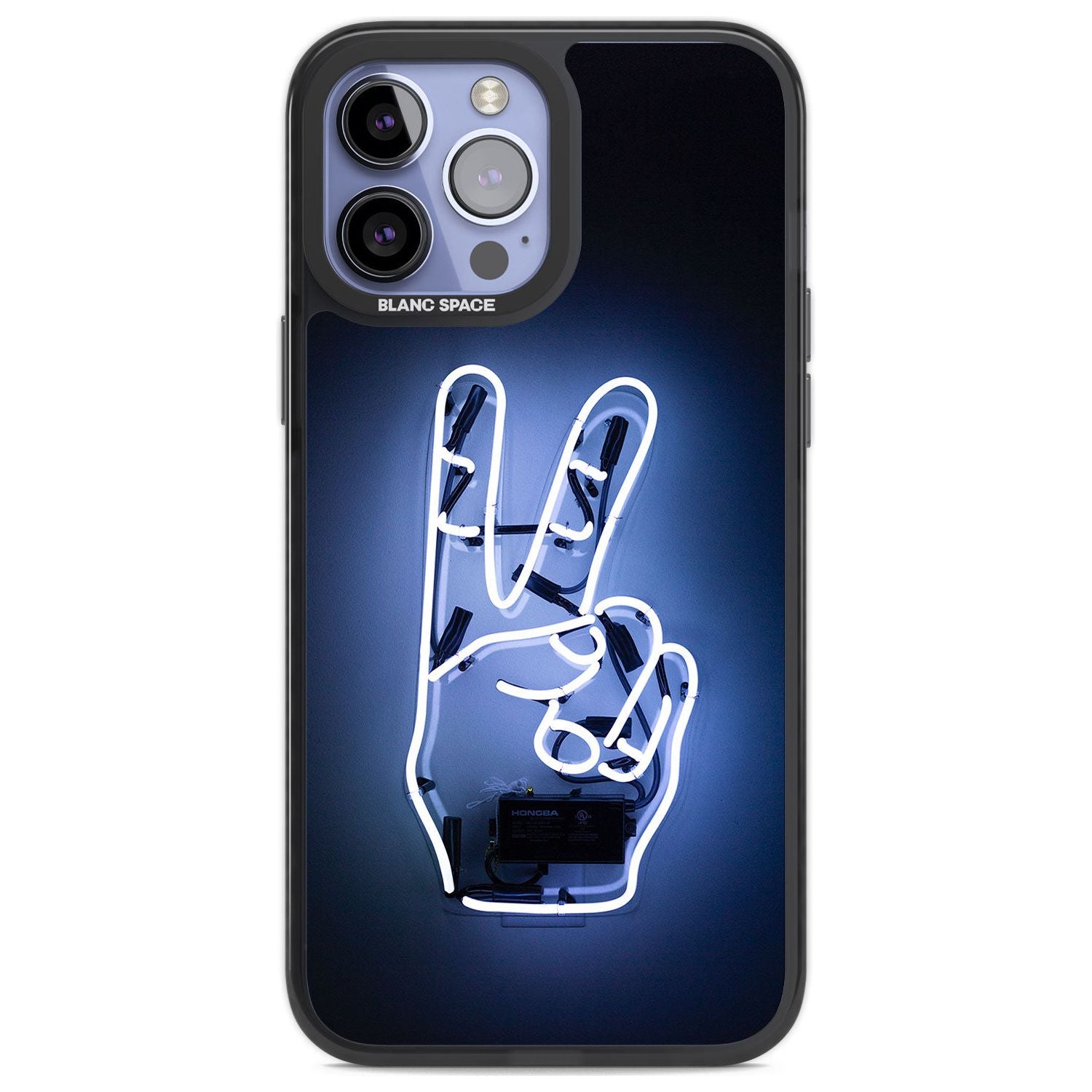 Peace Sign Hand Neon Sign Phone Case iPhone 13 Pro Max / Black Impact Case,iPhone 14 Pro Max / Black Impact Case Blanc Space