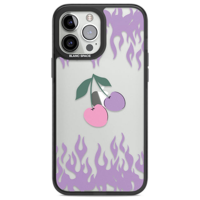 Cherries n' Flames Phone Case iPhone 13 Pro Max / Black Impact Case,iPhone 14 Pro Max / Black Impact Case Blanc Space