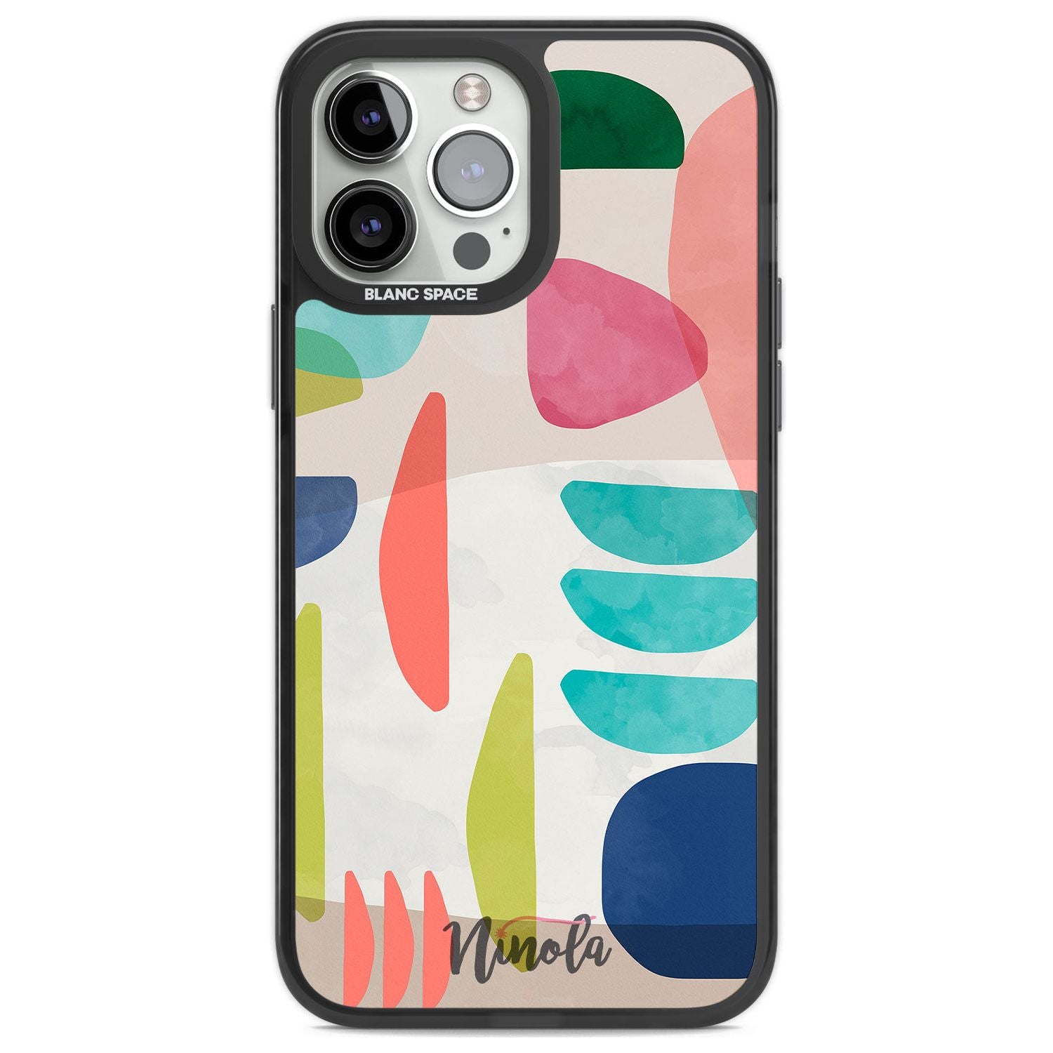 Organic Bold Shapes Phone Case iPhone 13 Pro Max / Black Impact Case,iPhone 14 Pro Max / Black Impact Case Blanc Space