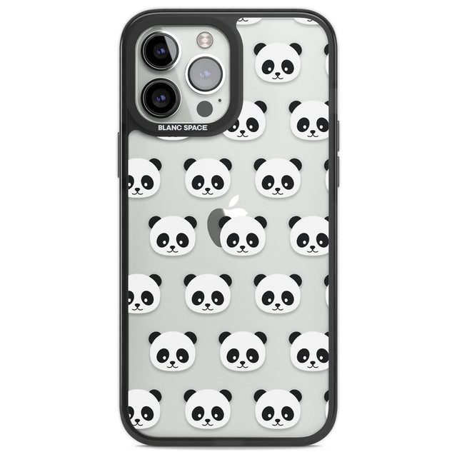 Panda Face Pattern Phone Case iPhone 13 Pro Max / Black Impact Case,iPhone 14 Pro Max / Black Impact Case Blanc Space