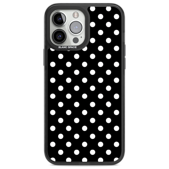 Designer Chic Black Polka Dot Phone Case iPhone 14 Pro Max / Black Impact Case,iPhone 13 Pro Max / Black Impact Case Blanc Space