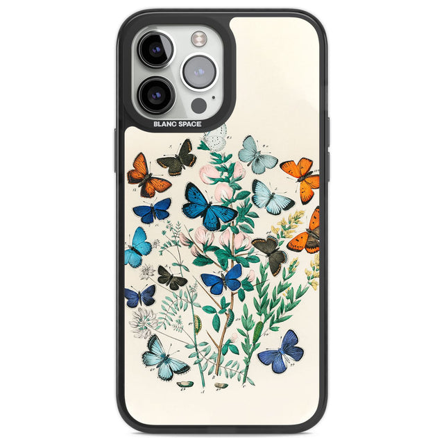 European Butterflies Phone Case iPhone 13 Pro Max / Black Impact Case,iPhone 14 Pro Max / Black Impact Case Blanc Space