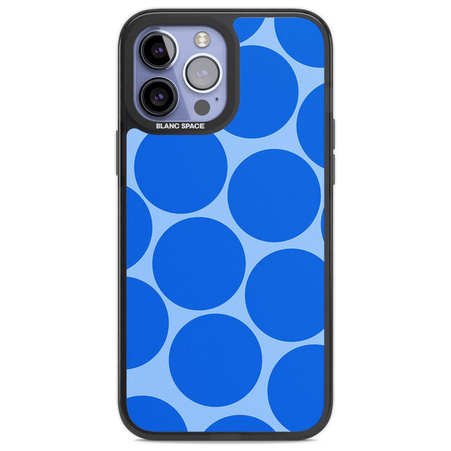 Abstract Retro Shapes: Blue Dots Phone Case iPhone 13 Pro Max / Black Impact Case,iPhone 14 Pro Max / Black Impact Case Blanc Space